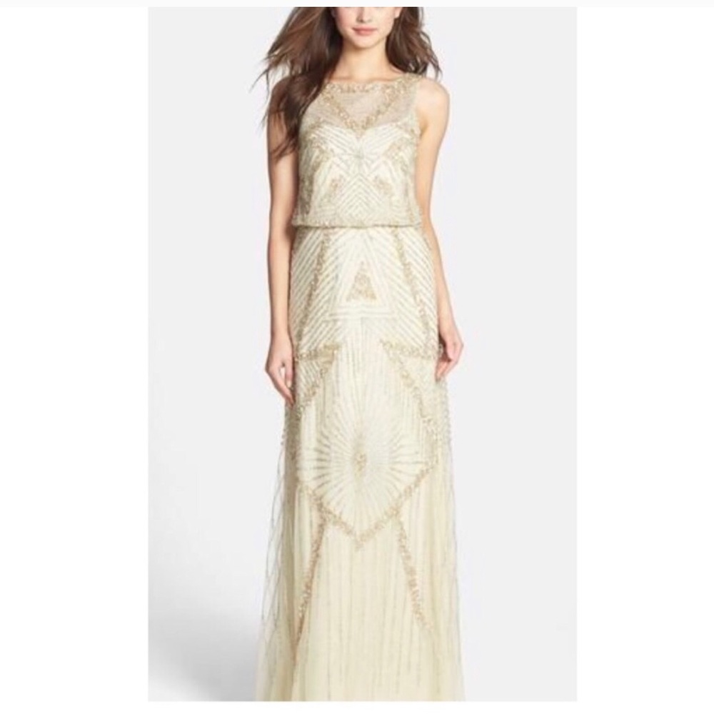 Brand new Aiden Mattox light gold evening gown